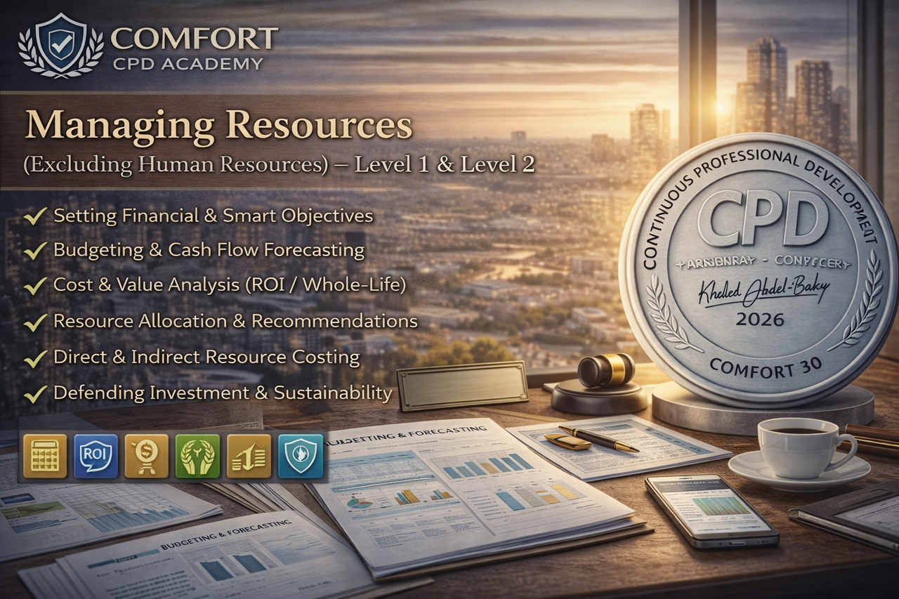 📊 برنامج إدارة الموارد (باستثناء الموارد البشرية) – المستوى 1 والمستوى 2 Managing Resources (Excluding Human Resources) – Level 1 & Level 2