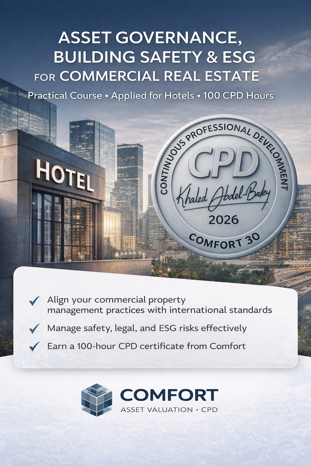 Asset Governance, Building Safety &amp; ESG for Commercial Real Estate تطبيق الحوكمة وسلامة المباني والاستدامة على العقارات التجارية وفق النموذج المصري ومتطلبات RICS